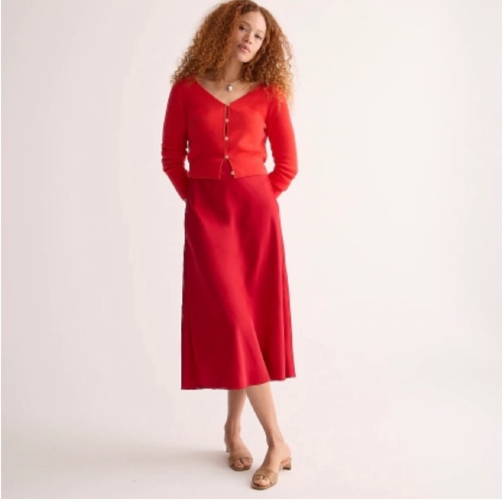 JCrew Gwyneth slip skirt in red